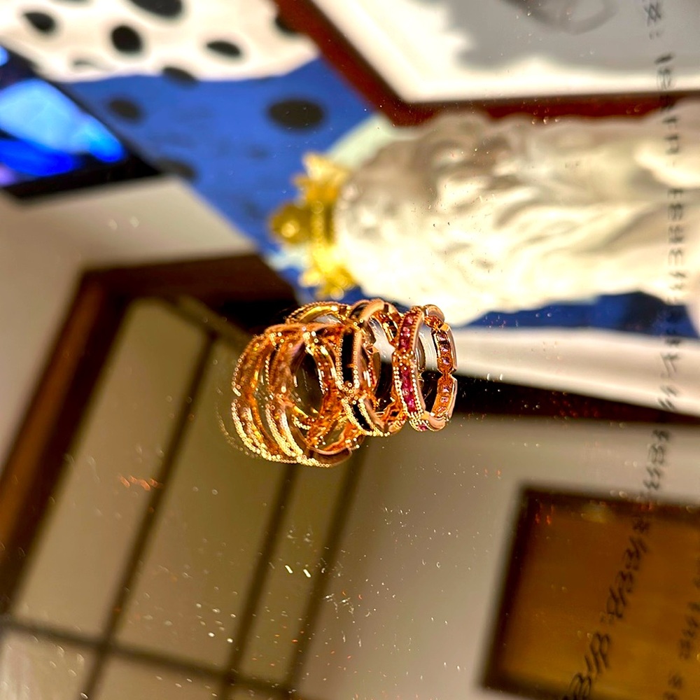 Stackable Gemstone Rings With Rose Gold Tone - image 6